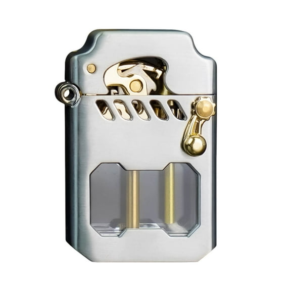 Arghm One-Button Ejection Rocker Lighter, Transparent Chamber Metal Lighter, Convenient & Easy to Use