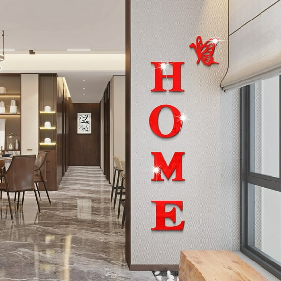 Arghm Self Adhesive Mirror Wall Stickers Home Decor,Red Black Blue Gold Flexible Sheets,Shatterproof DIY Tiles,7.8x7.8in