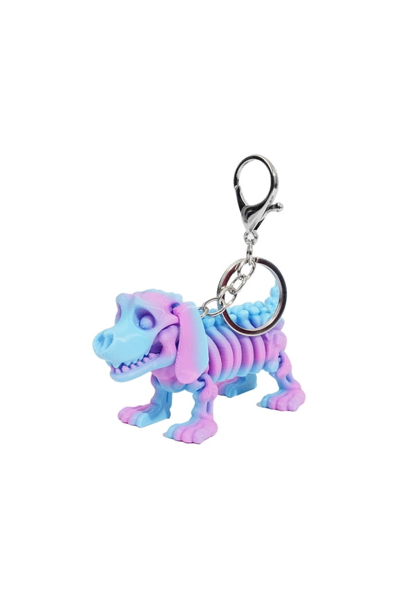 Skeleton Dog Keychain 3.7x2.4" Removable Joint Acrylic Backpack Charm for Halloween Cosplay Gothic Car Accessories