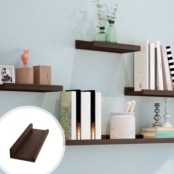 Arghm Solid Wood Wall Shelves for Living Room and Bedroom, Decorative Storage Racks with Fall Resistance Design, Easy Installation for Home Organization