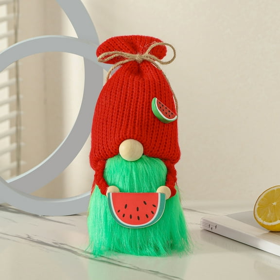 Arghm Summer Gnome Decor Outdoor Tropical Party,9.06x3.94x3.94in Polyester Garden Ornament,Watermelon Lemon Theme for Patio Balcony Decoration