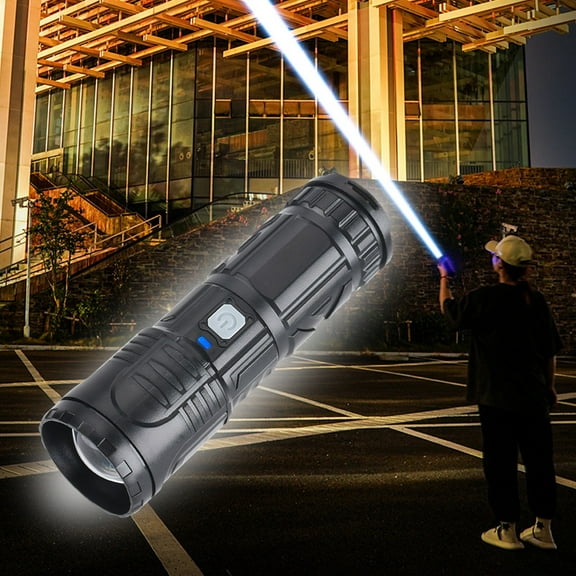 Arghm Telescopic LED Flashlight,Strong Light,White Lasers,Tail Light,Portable,Outdoor,5.90x1.89in,IPX65,3000mAh
