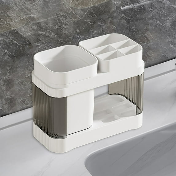 Arghm Toothbrush Holder Organizer,Plastic Bathroom Storage 9.02x4.8x2.87in,Countertop Rack with Drainage Design,Home Travel Necessities