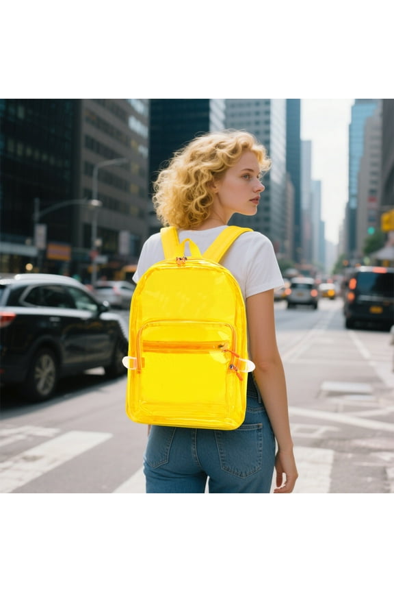 Transparent PVC Backpack Large Capacity Waterproof,15.8x10.6x6.3 Inch,Multi Compartment Travel Backpack for Sports Outdoor Gym Essentials