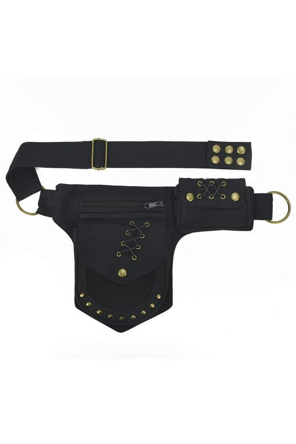 Women's Leg Bag,Renaissance Festival Hip Bag,Canvas Lace,Adjustable Belt 29-50in,Multi-use Purse