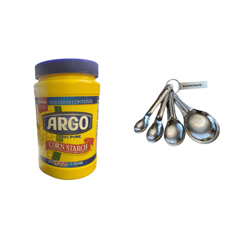 Argo 100% pure corn starch 16oz gluten free with EleganceinLife stainless steel measuring spoon set