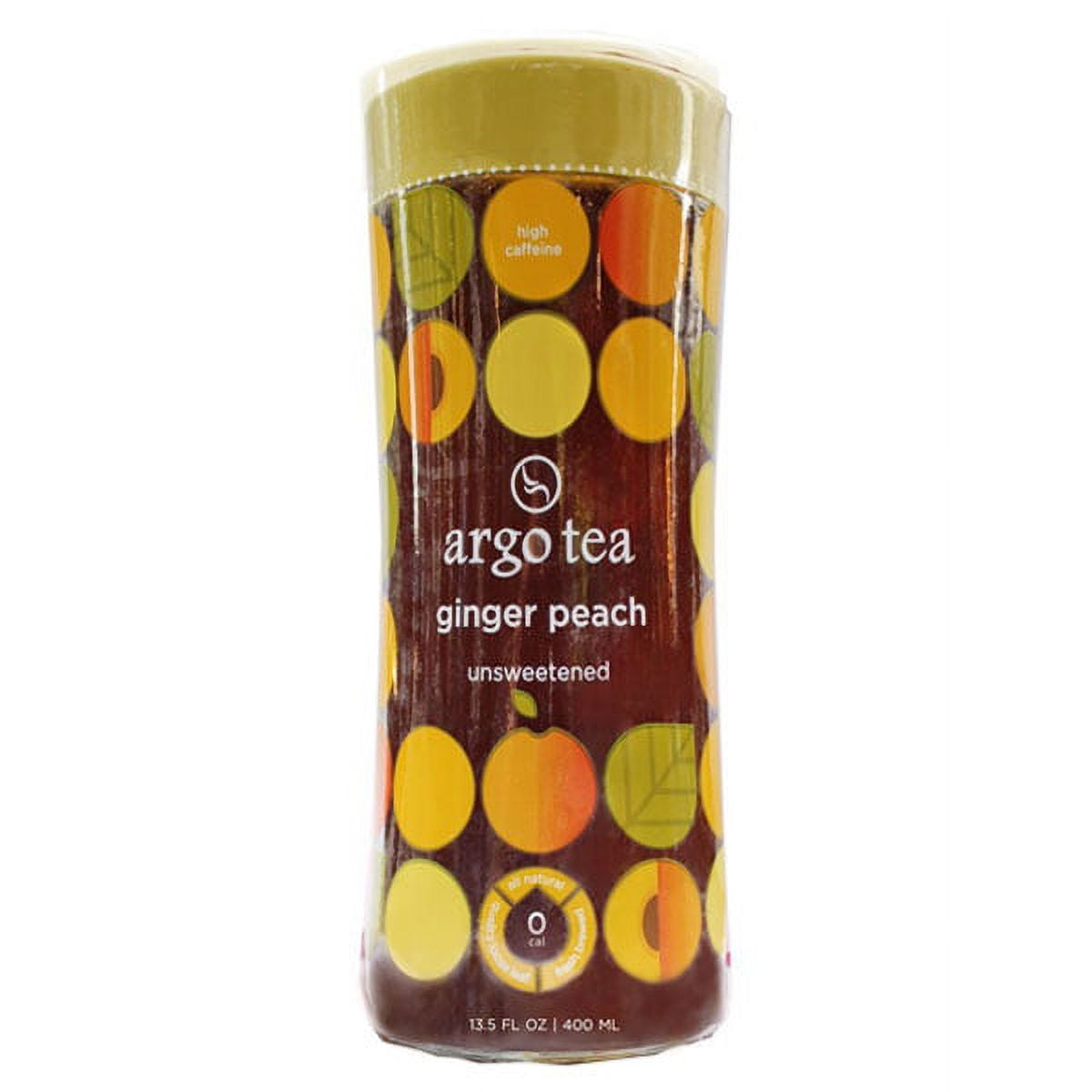 Argo Tea's Ginger Peach Unsweetened Tea 13.5 Oz Glass Bottles Pack of