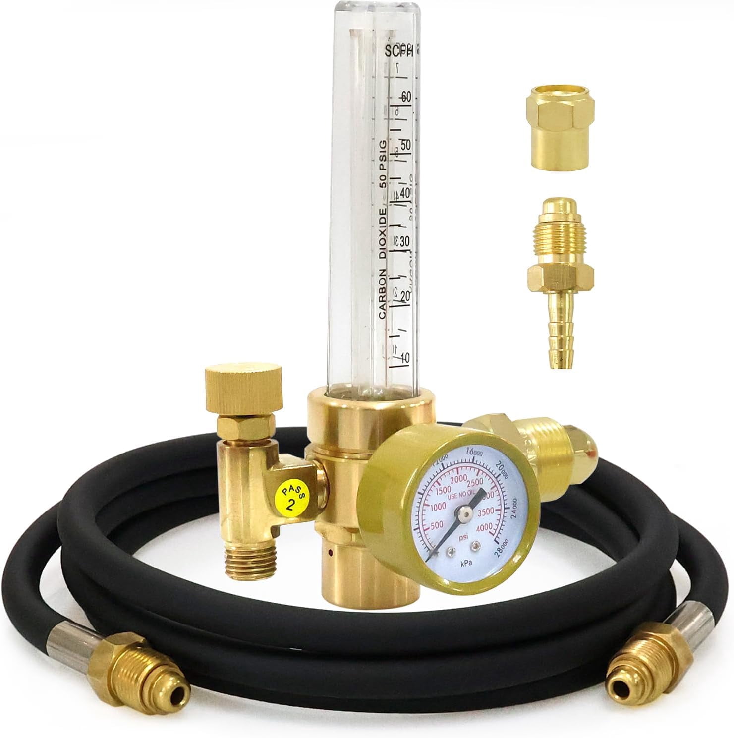 Argon CO2 Flow Meter Gas Regulator Gauge with 6.6Ft Gas Hose for MIG Welding TIG welder