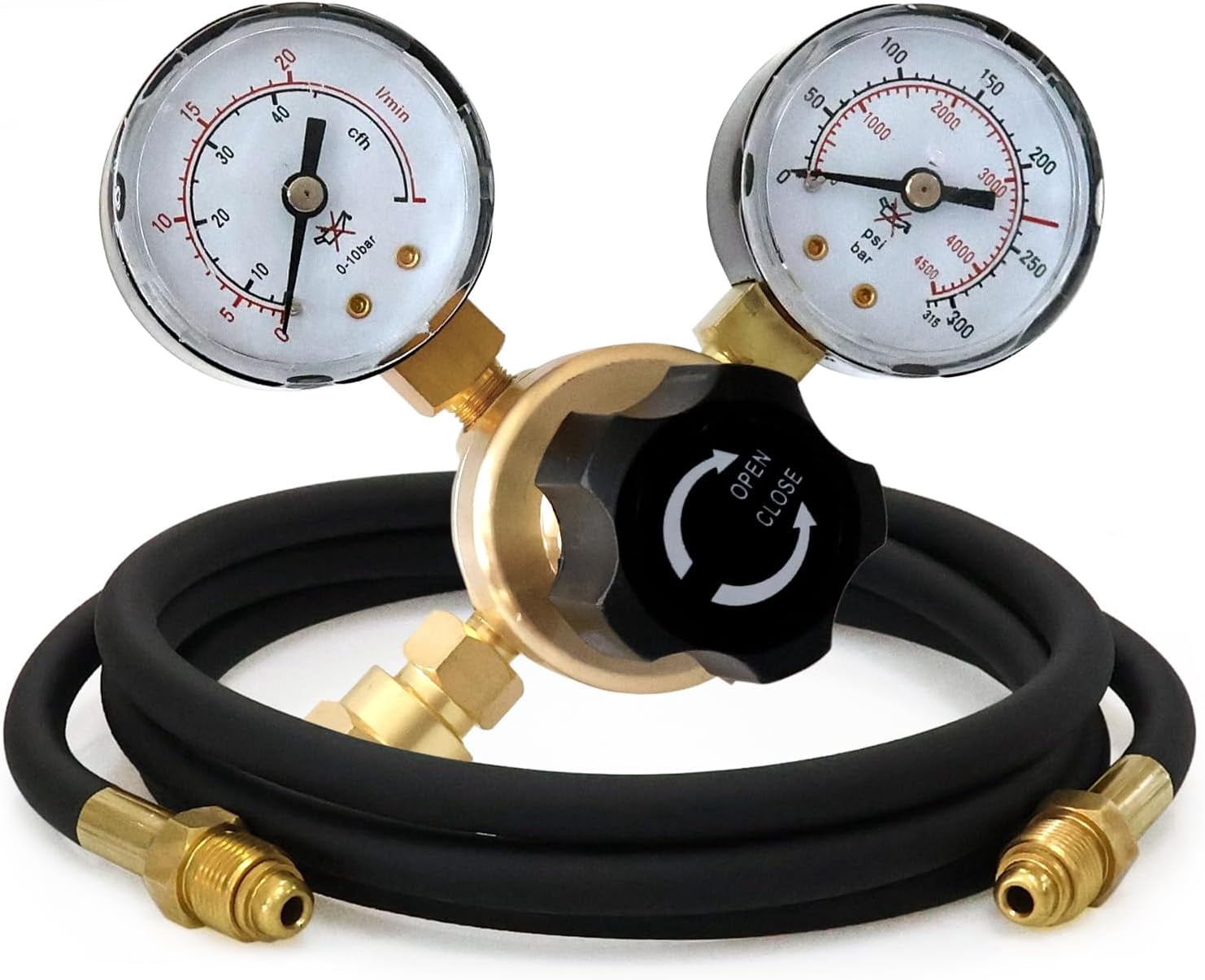 Argon CO2 Regulator Gauges Gas Welding Regulators with 6.6Ft Hose for MIG TIG Welder, 0-4000 PSI, CGA580 Inlet Connection