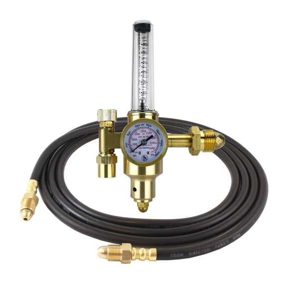 Argon CO2 - TIG/MIG Flowmeter - Welding Regulator - High-Flow - SÜA with 5 Feet Argon Hose- CGA580 - HDV
