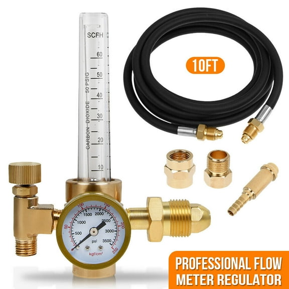 Argon Mig Tig Flow Meter Regulator Welding Gas Welder Gauge with 10FT Hose