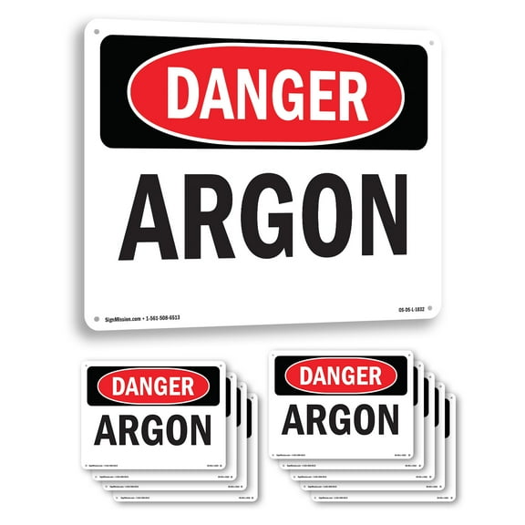 Argon OSHA Danger Aluminum Sign 14 Inch x 10 Inch - 10 Pack
