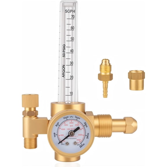 Argon Regulator for TIG MIG Welding, 0-4000 PSI Gas  Regulator with CGA-580 Inlet & Flow Meter, CO2 Regulator for Argon Gas Cylinder