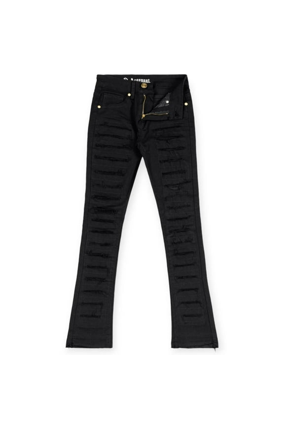 Boys Ripped Stacked Jeans (Black)