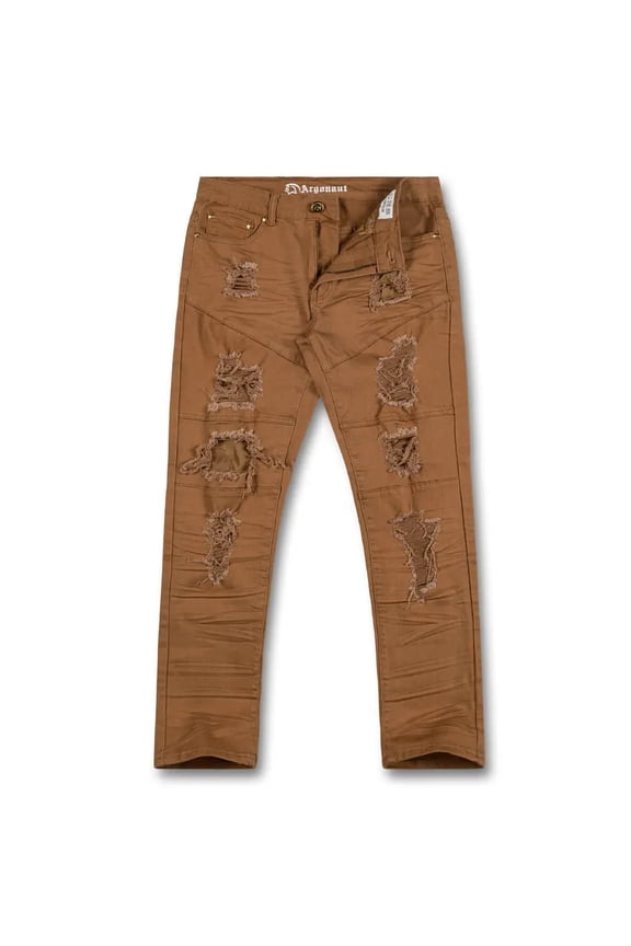 Men Skinny Fit Denim Ripped Jeans (Wheat)