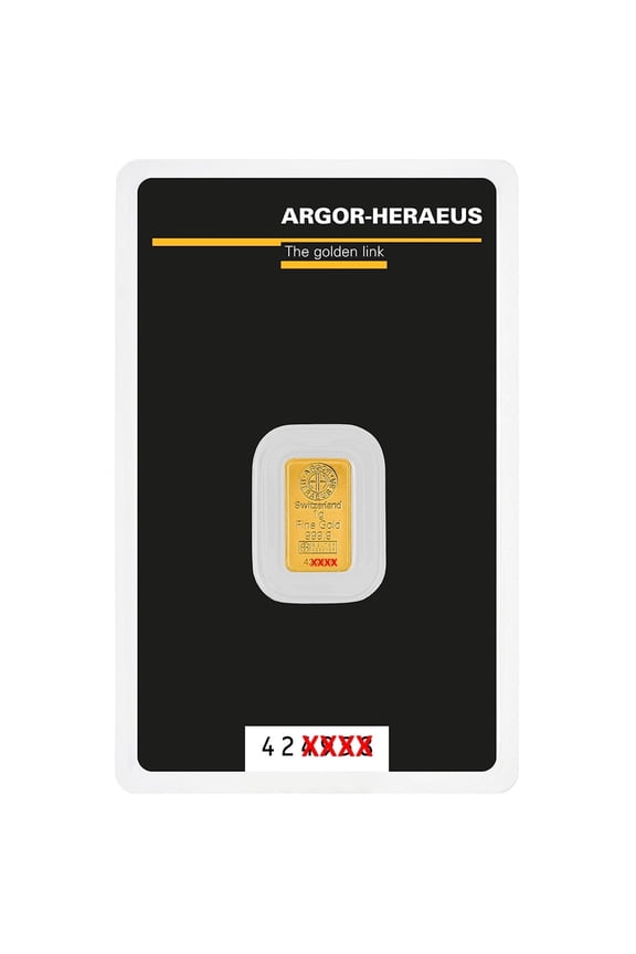 Argor-Hereaus 1 Gram .9999 Fine Gold Bar - In Assay Card