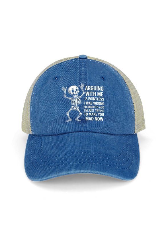 Arguing With Me Is Crazy Dark Blue Hat Adjustable Funny Fashion Unisex Baseball Cap for Men Women