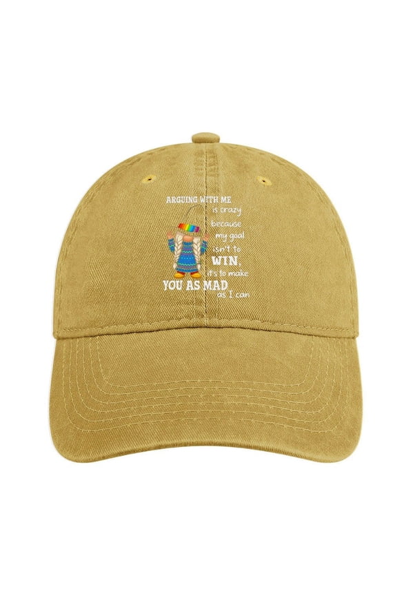Arguing With Me Is Crazy Sand Colour Hat Adjustable Funny Fashion Unisex Baseball Cap for Men Women