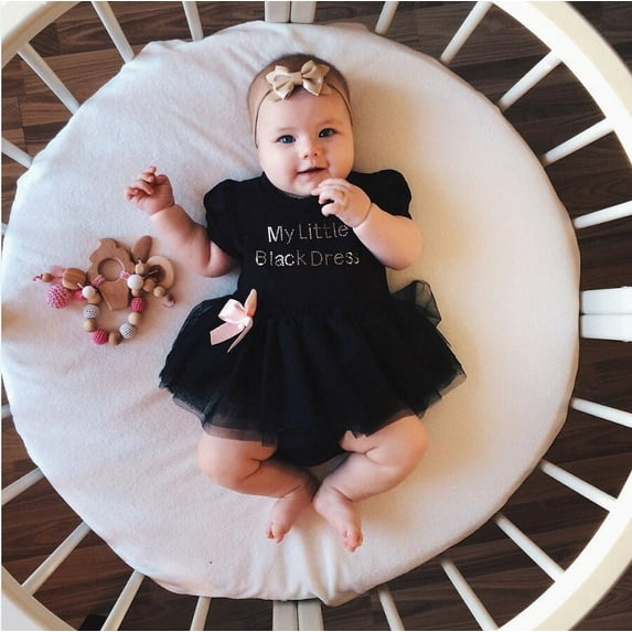 Argulvti Baby Girls Infant Toddler Bowknot Black Dress Tutu Tulle Princess Party Dresses