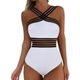 thumbnail image 1 of Argulvti Solid Color Cross Shoulder Straps One-Piece Swimsuit (Women's), 1 of 8