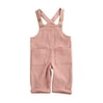 thumbnail image 1 of Argulvti Toddler Baby Corduroy Suspender Rompers Solid Color Adjustable Strap Pockets Overalls Button Trousers, 1 of 6