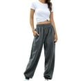 thumbnail image 1 of Argulvti Women Autumn Casual Pants, Solid Color Drawstring Elastic-Waist Long Trousers with Pockets, 1 of 9