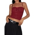 thumbnail image 1 of Argulvti Women's Lace Camisole Slim Fit Sweetheart Polyester Neck Front Ruched 3D Bow Lace Flower Spaghetti Strap Crop Tops, 1 of 7