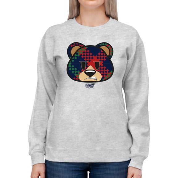Argyle Bear Vibes - Classic Plaid Emoji Design Women's Sweatshirt