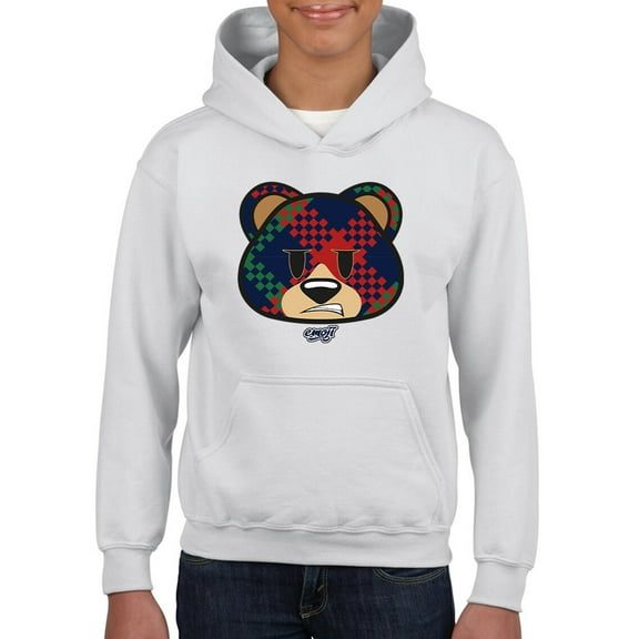 Argyle Bear Vibes - Classic Plaid Emoji Design Youth's Hoodie
