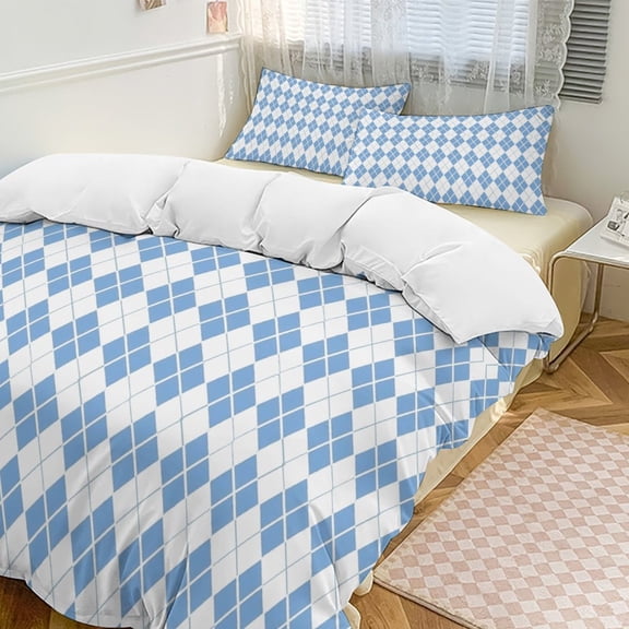 Argyle Carolina Pattern Bedding Set Duvet Cover Couple Bedclothes Pillowcase Customized Home Textiles Bed Set for Twin Size