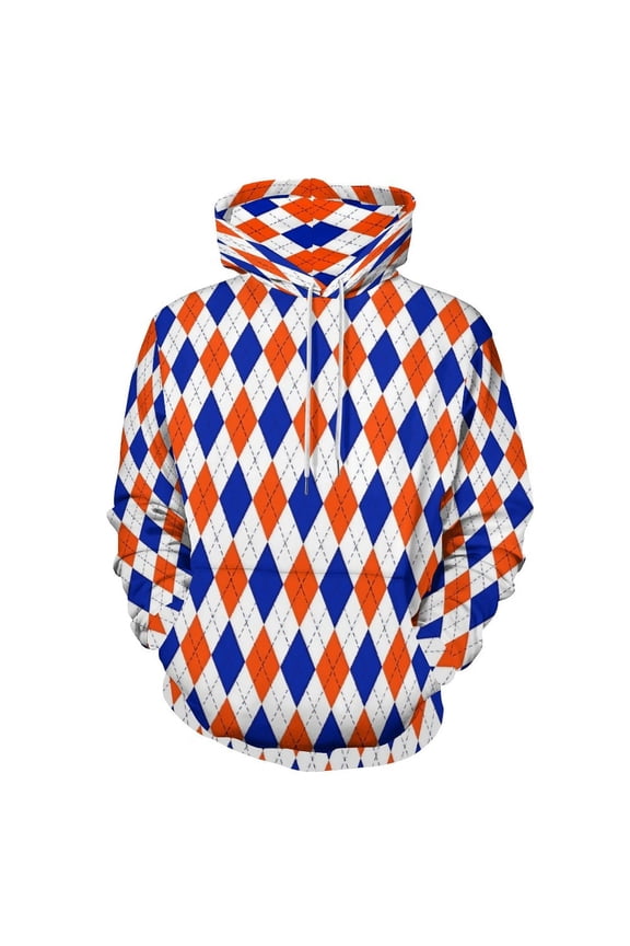 Argyle Diamond Pattern 3D Print Hoodie Men Women Autumn Thin Pullover Sweatshirt Vintage Streetwear Tops