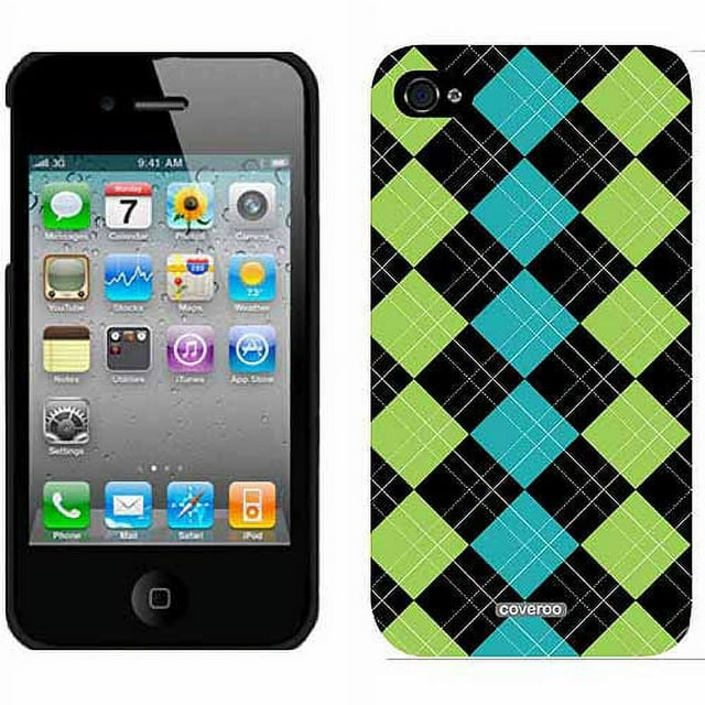 Argyle Green with Envy Design on Apple iPhone 4/4s Thinshield Snap-On Case by Coveroo