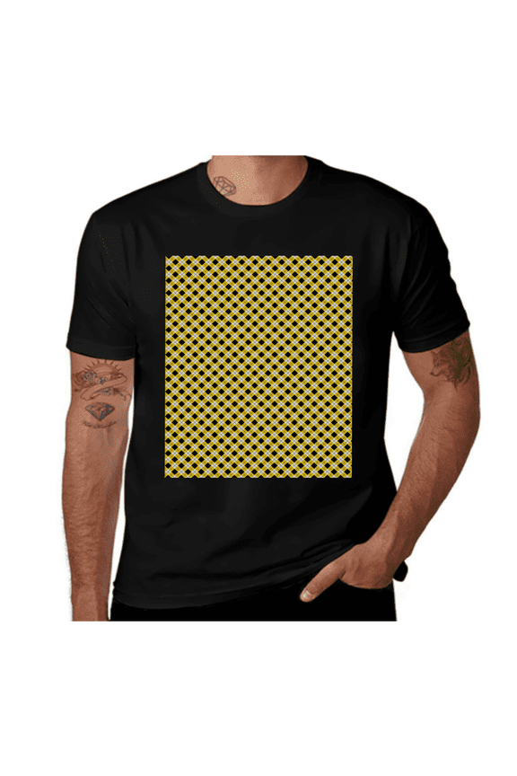 Argyle Grid Pattern-Geometric-Yellow-White-Black Casual Streetwea Everyday Tshirt Comfortable Wear tee shirt