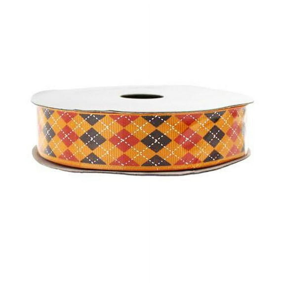 Argyle Grosgrain Ribbon, 7/8-Inch, 10 Yards, Orange
