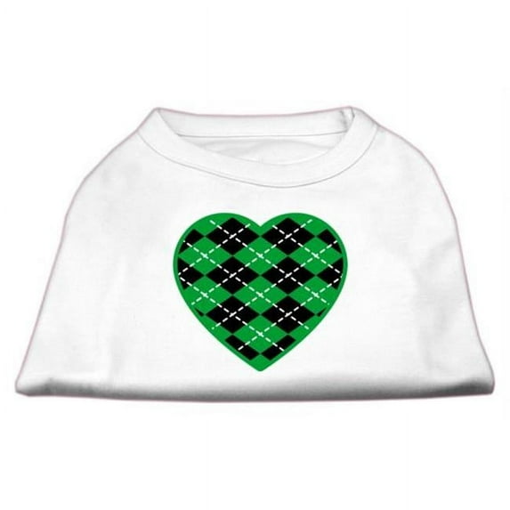 Argyle Heart Green Screen Print Shirt White XS - 8