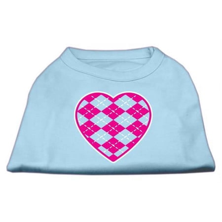 Argyle Heart Pink Screen Print Shirt Baby Blue Med - 12