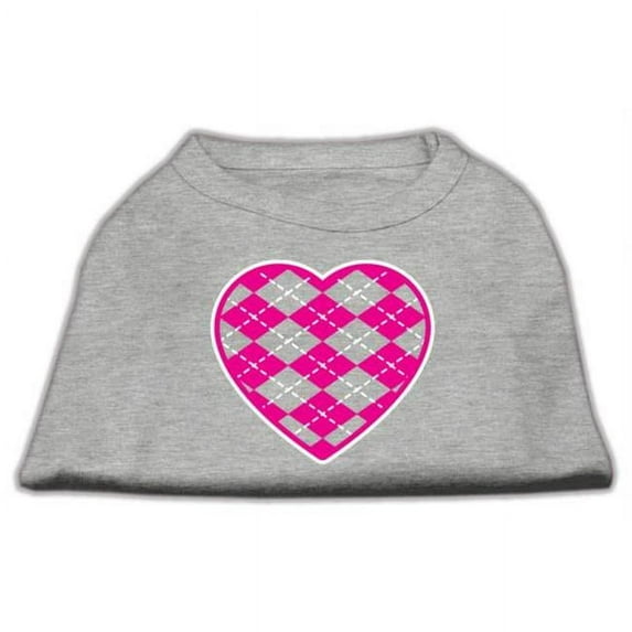 Argyle Heart Pink Screen Print Shirt Grey Med - 12