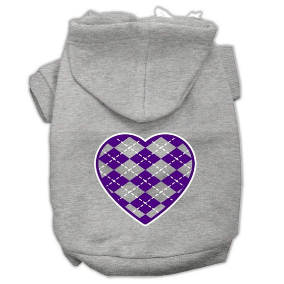 Pet Dog Cat Hoodie Screen Printed, "Purple Argyle Heart"