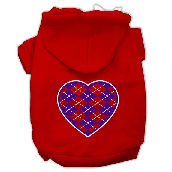 Pet Dog Cat Hoodie Screen Printed, "Purple Argyle Heart"