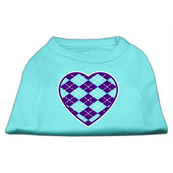 Argyle Heart Purple Screen Print Shirt Aqua XL - 16