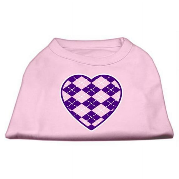 Argyle Heart Purple Screen Print Shirt Light Pink Sm - 10