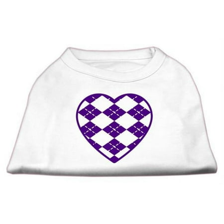 Argyle Heart Purple Screen Print Shirt White L - 14