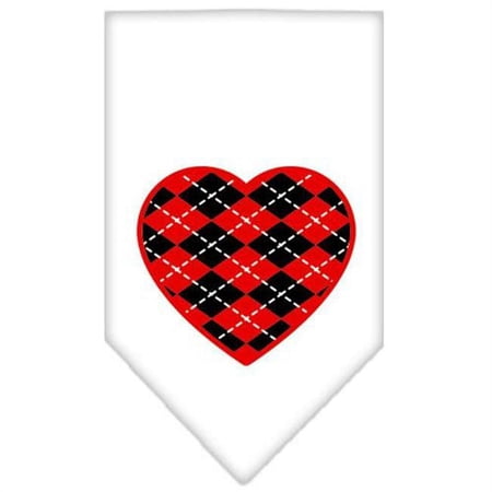 Argyle Heart Red Screen Print Bandana White Small