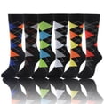 thumbnail image 1 of Argyle Mens Cotton Designer Casual Socks (Size 10-13) 6 Assorted Pairs, 1 of 6