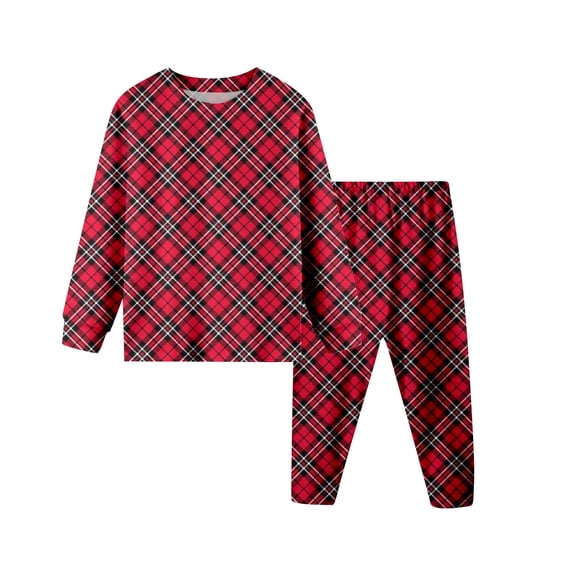 Argyle Pajama Set Argyle Loungewear Set Top and Bottoms 2 Piece Pjs Sleepwear Outfits Winter Warm Pajamas Set 5-6 Years