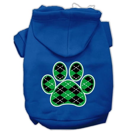 Argyle Paw Green Screen Print Pet Hoodies, Blue - 2XL
