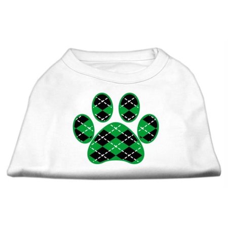Argyle Paw Green Screen Print Shirt White XL - 16