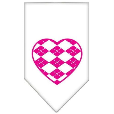Argyle Paw Pink Screen Print Bandana White Large
