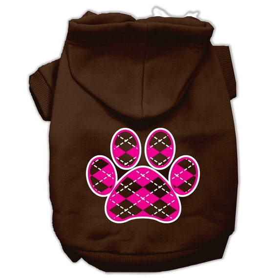 Argyle Paw Pink Screen Print Pet Hoodies