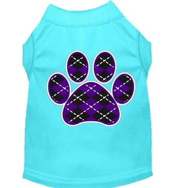 Pet Dog  Cat Shirt Screen Printed, "Argyle Paw Purple"